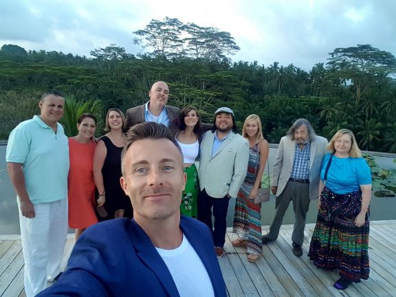 Cocktails with guests, in Bali